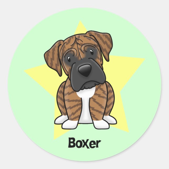 Sticker Rond Boxe Kawaii Star Brindle (Devant)