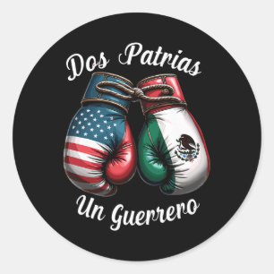 Sticker Rond Boxe mexicaine Dos Patrias Un Guerrero