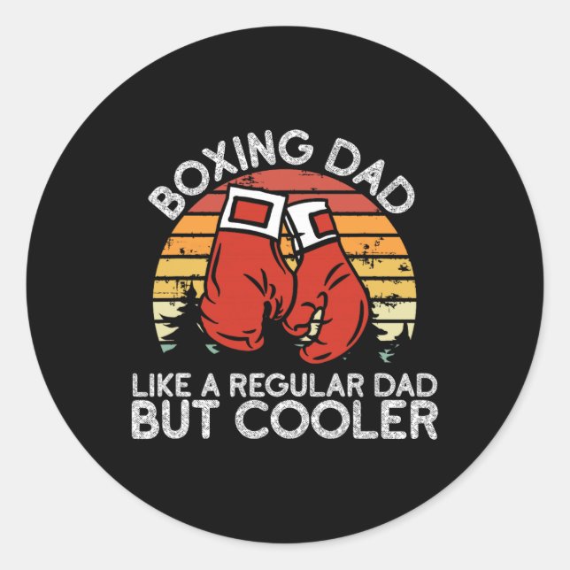 Sticker Rond Boxe papa - Boxe Moves Boxing Coach Boxer (Devant)
