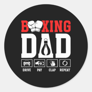 Sticker Rond Boxe Papa Conduit Paie Clap Boxe Père