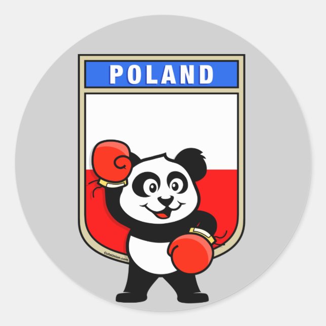 Sticker Rond Boxe Pologne Panda (Devant)