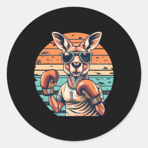 Sticker Rond Boxe Roger Australian Kangaroo Boxer Kang