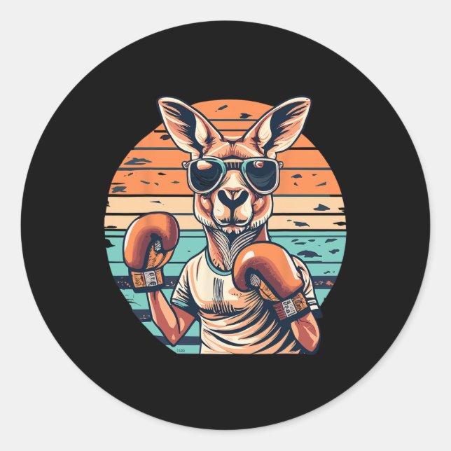 Sticker Rond Boxe Roger Australian Kangaroo Boxer Kang (Devant)