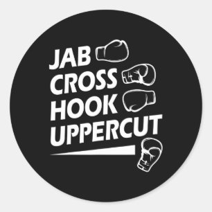 Sticker Rond Boxe Sport Jab Cross Hook Uppercut Boxer Birthda