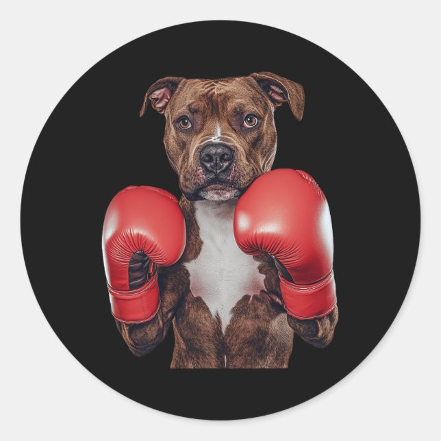Sticker Rond Boxe Staffordshire Bull Terrier (Devant)