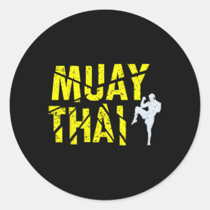 Sticker Rond Boxe Thaïlandaise - Boxeur Muay Thai Kickboxing