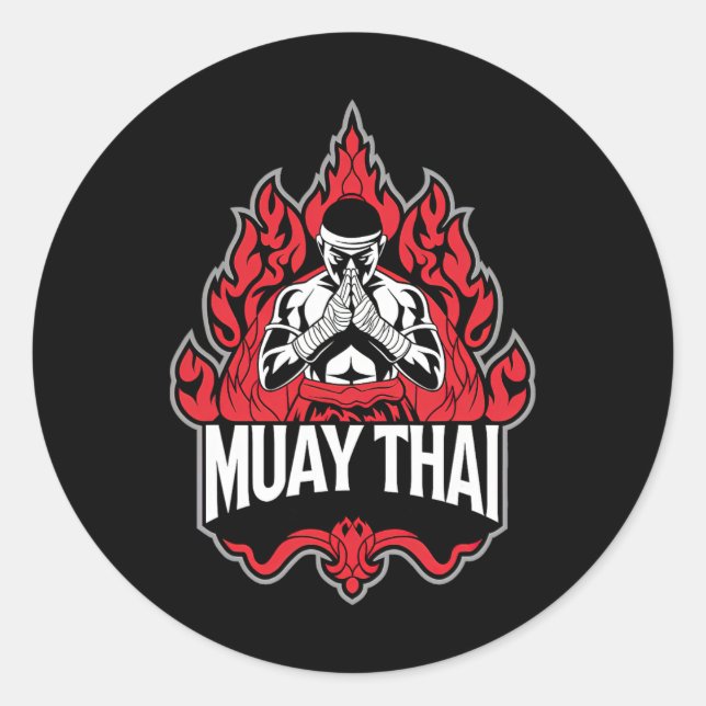 Sticker Rond Boxe thaïlandaise Muay 1 (Devant)