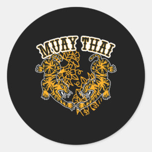 Sticker Rond Boxe thaïlandaise, Tigres de Muay Thai, Muay Thai