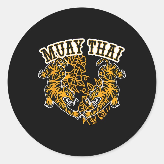 Sticker Rond Boxe thaïlandaise, Tigres de Muay Thai, Muay Thai  (Devant)