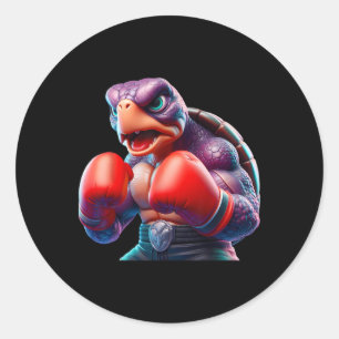 Sticker Rond Boxe Tortoise Boxer Kickboxer Mixed martial art Fi