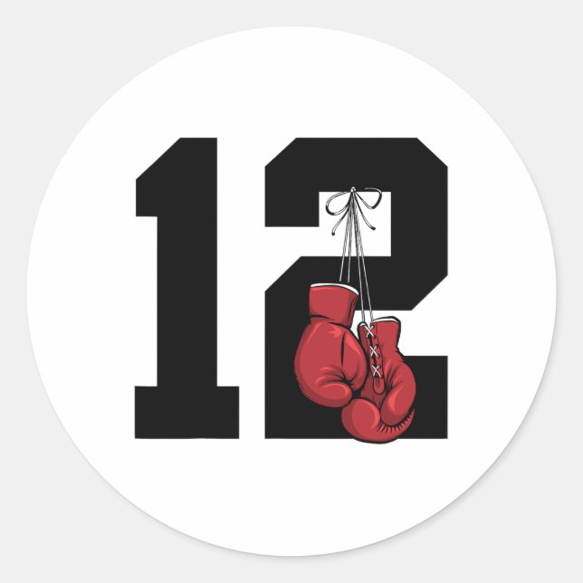 Sticker Rond Boxer 12 ans Boxe 12e anniversaire (Devant)
