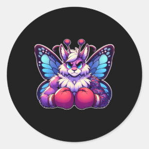 Sticker Rond Boxer à papillon Boxer Kickboxer Mixed martial art
