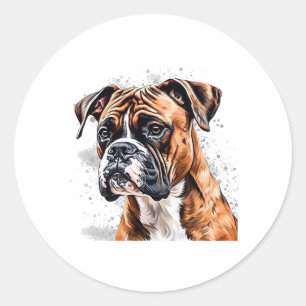 Sticker Rond Boxer Buddy Portable Photo-Realiste Conception Chi