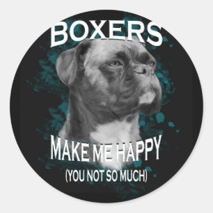 Sticker Rond Boxer Chien Amoureux des animaux Texte d'art