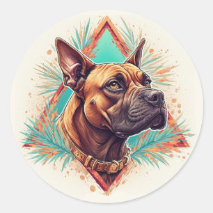 Sticker Rond Boxer Chien Stylé