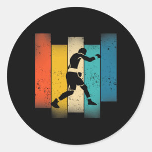 Sticker Rond Boxer coloré Silhouette Vintage détenue