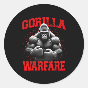 Sticker Rond Boxer de Gorille Musculaire de la guerre de gorill