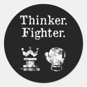 Sticker Rond Boxer d'échecs Thinker Boxer Chess Gif d'échecs
