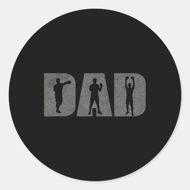 Sticker Rond Boxer Fête des pères Boxer Lover Box Cadeau (Devant)