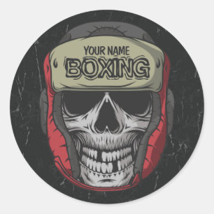 Sticker Rond Boxer Fight Club Skeleton Boxer Gym