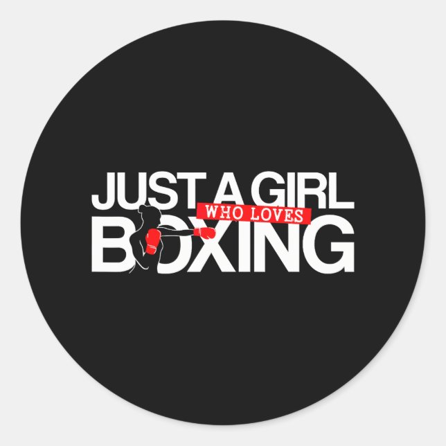 Sticker Rond Boxer Juste Une Fille Qui Aime Boxer (Devant)