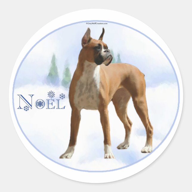Sticker Rond Boxer Noel (Devant)