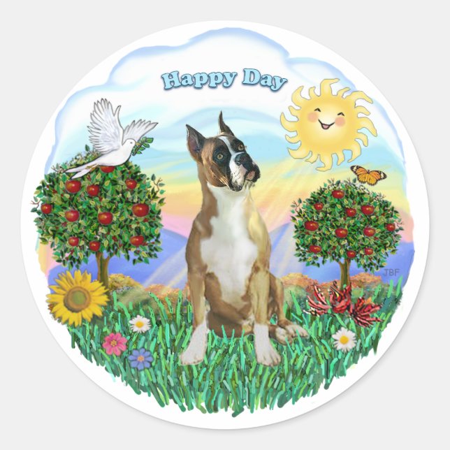 Sticker Rond Boxer (oreilles coupées) (Devant)