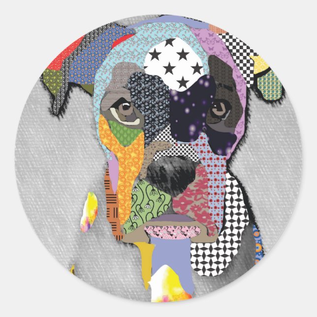 Sticker Rond Boxer Portrait (Devant)