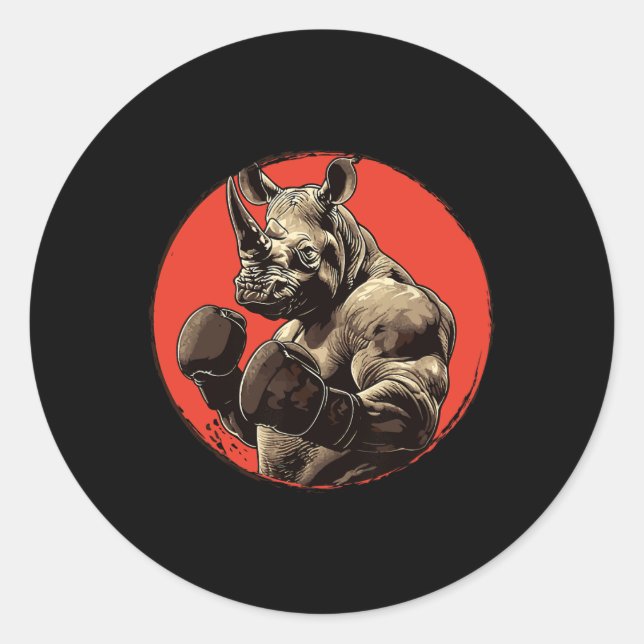 Sticker Rond Boxer Rhino (Devant)