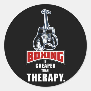 Sticker Rond Boxer Son Moins Cher Que Thérapie Drôle Dire