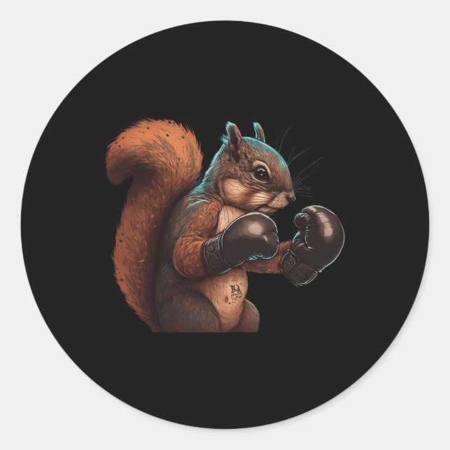 Sticker Rond Boxer Squirrel Boxer Gants Boxer Kickboxing Mixed  (Devant)
