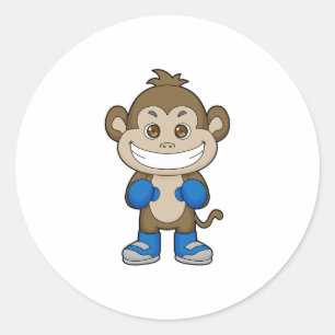 Sticker Rond Boxeur de boxe de singe Gants de boxe