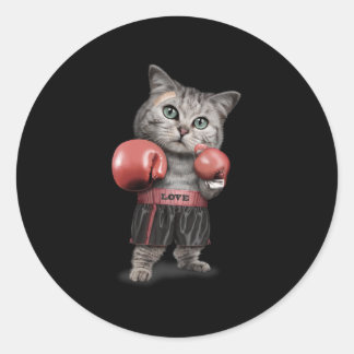 Sticker Rond Boxing cat