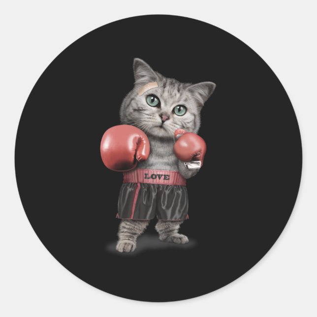 Sticker Rond Boxing cat (Devant)