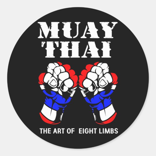 Sticker Rond Boxing Hand Kickboxing The Art Of 8 Limbs Muay Tha (Devant)
