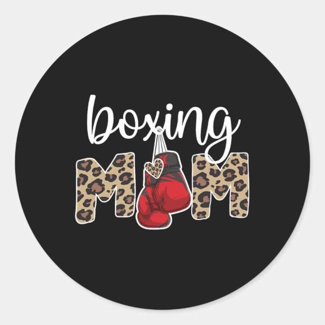 Sticker Rond Boxing Mama Fier Boxing Maman Boxing Mère (Devant)