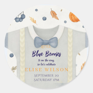 Sticker Rond Boy baby shower autum chute burlap bodysuit invita