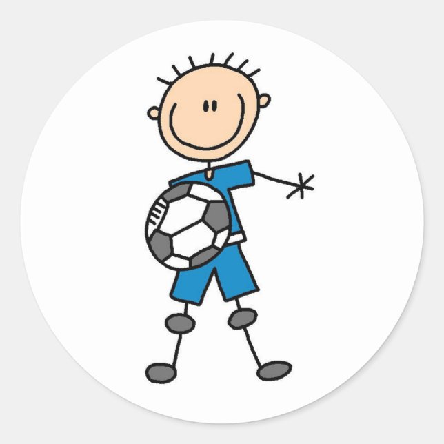 Sticker Rond Boy Blue Uniform Soccer (Devant)