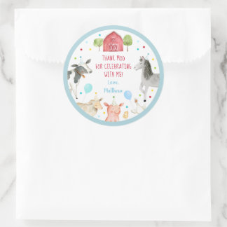 Sticker Rond Boy Farm Animal Barnyard Anniversaire