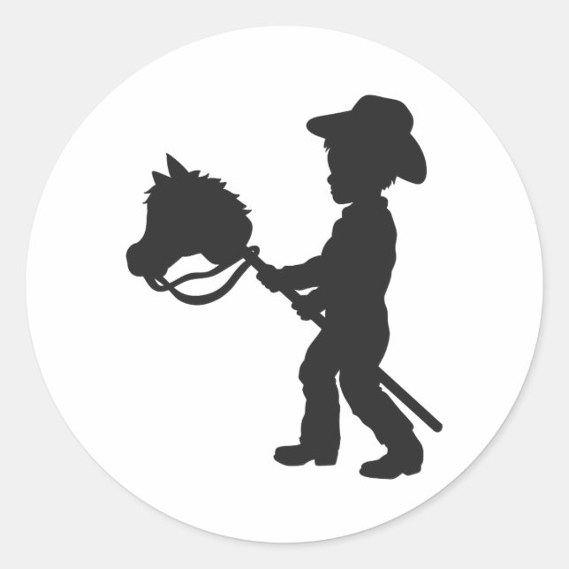 Sticker Rond Boy Playing Cowboy - Choisissez la couleur arrière (Devant)