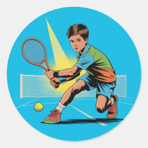 Sticker Rond Boy Tennis Anniversaire Party