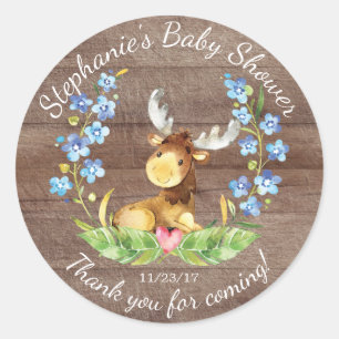 Sticker Rond Boys d'orignaux de bois Baby shower Favoriser Stic