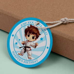 Sticker Rond Boy's Karate Martial Arts fête d'anniversaire