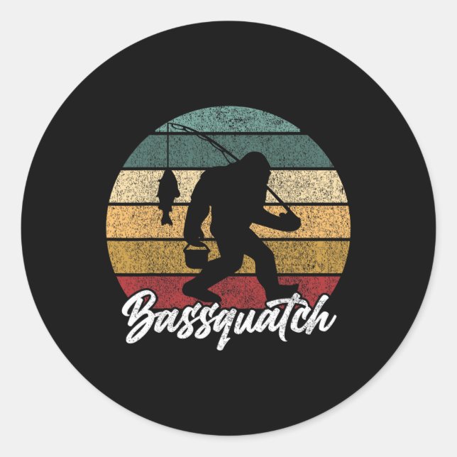 Sticker Rond Bquatch ! B Fisherman Sasquatch Funny Bigfoot Fish (Devant)
