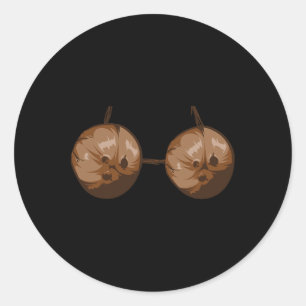 Sticker Rond Bra de noix de coco d'été Costume d'Halloween drôl