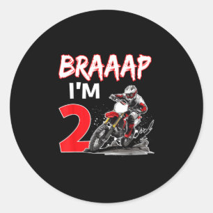 Sticker Rond Braaap 2 ans pilote de motocross tout-terrain 2ème