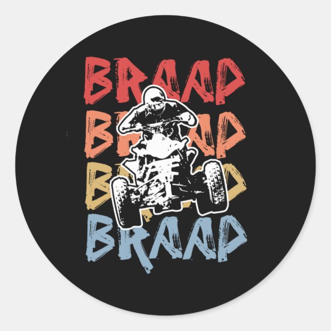 Sticker Rond Braap Braap Quad Bike VTT Rider (Devant)