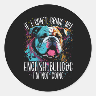 Sticker Rond Brac coloré anglais Bulldog maman papa Portrait