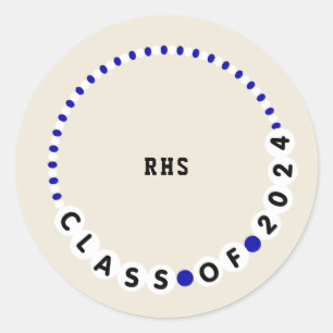 Sticker Rond Bracelet d'amitié 2024 Graduation Bleu + Blanc