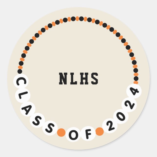 Sticker Rond Bracelet d'amitié 2024 Orange + Noir (Devant)